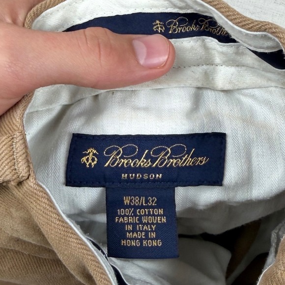Brooks Brothers Hudson Khaki Cotton Mens Casual Dress Pants W38 L32 - Picture 3 of 7